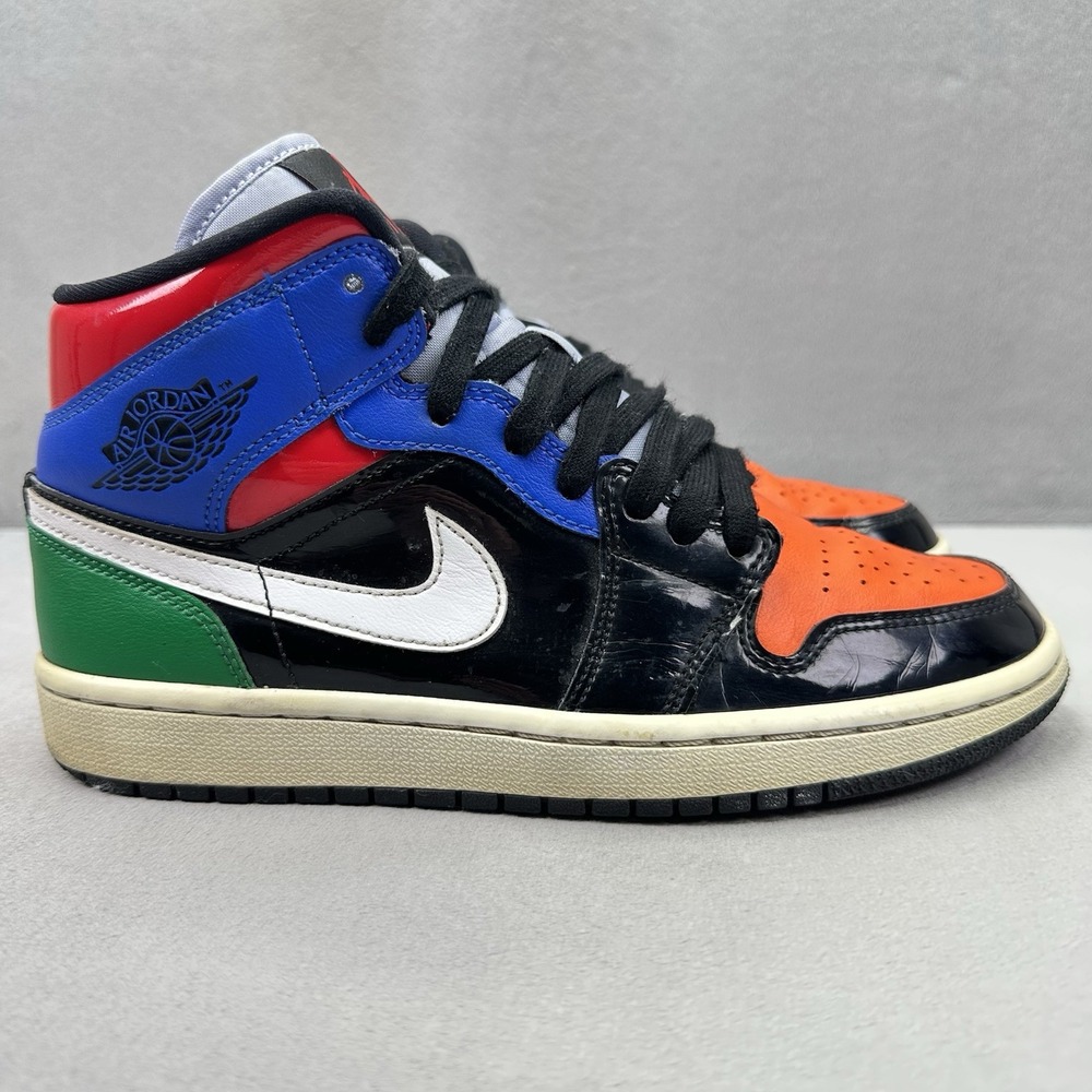 Nike Air Jordan 1 Mid SE Womens Size 7.5 Shoes Multi Patent Colorblock Sneakers